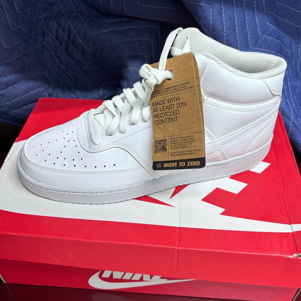 Nike Court Vision Mid Next Nature White Sneakers Men’s 9.5 Women’s 11 NWT